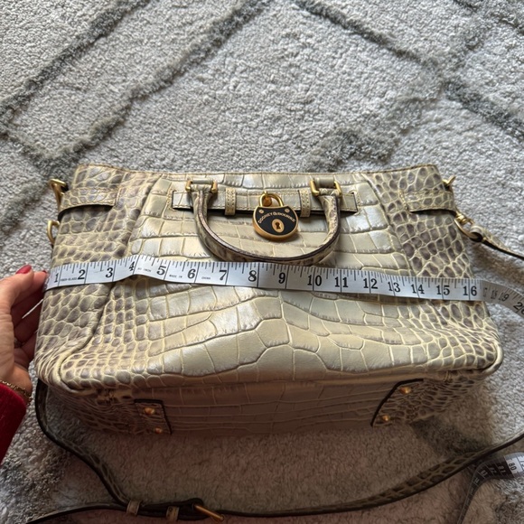 Dooney and Bourke Satchel Bag croc embossed reptile gray cream leather - Picture 10 of 14